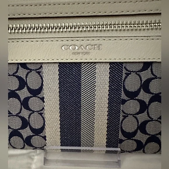 Coach Signature Denim Wristlet with Leather Trim - Picture 3 of 11